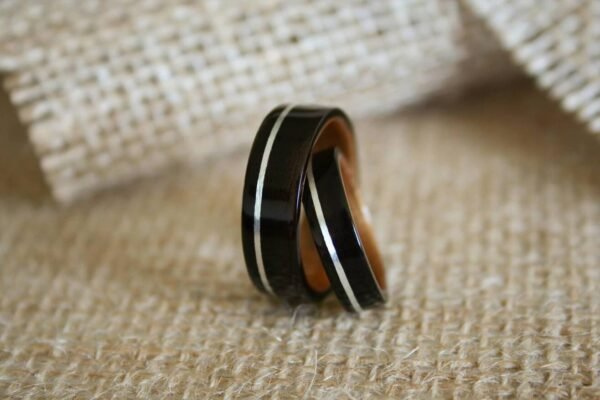 Set of Macassar Ebony with Hawaiian Koa Wood Lining and Sterling Silver Inlay 1 Img