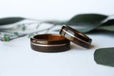 double_ring_photo_macassar_ebony_wooden_ring_with_hawaiian_koa_lining_and_rose_gold_inlay_compact Img